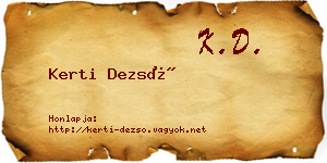 Kerti Dezső névjegykártya